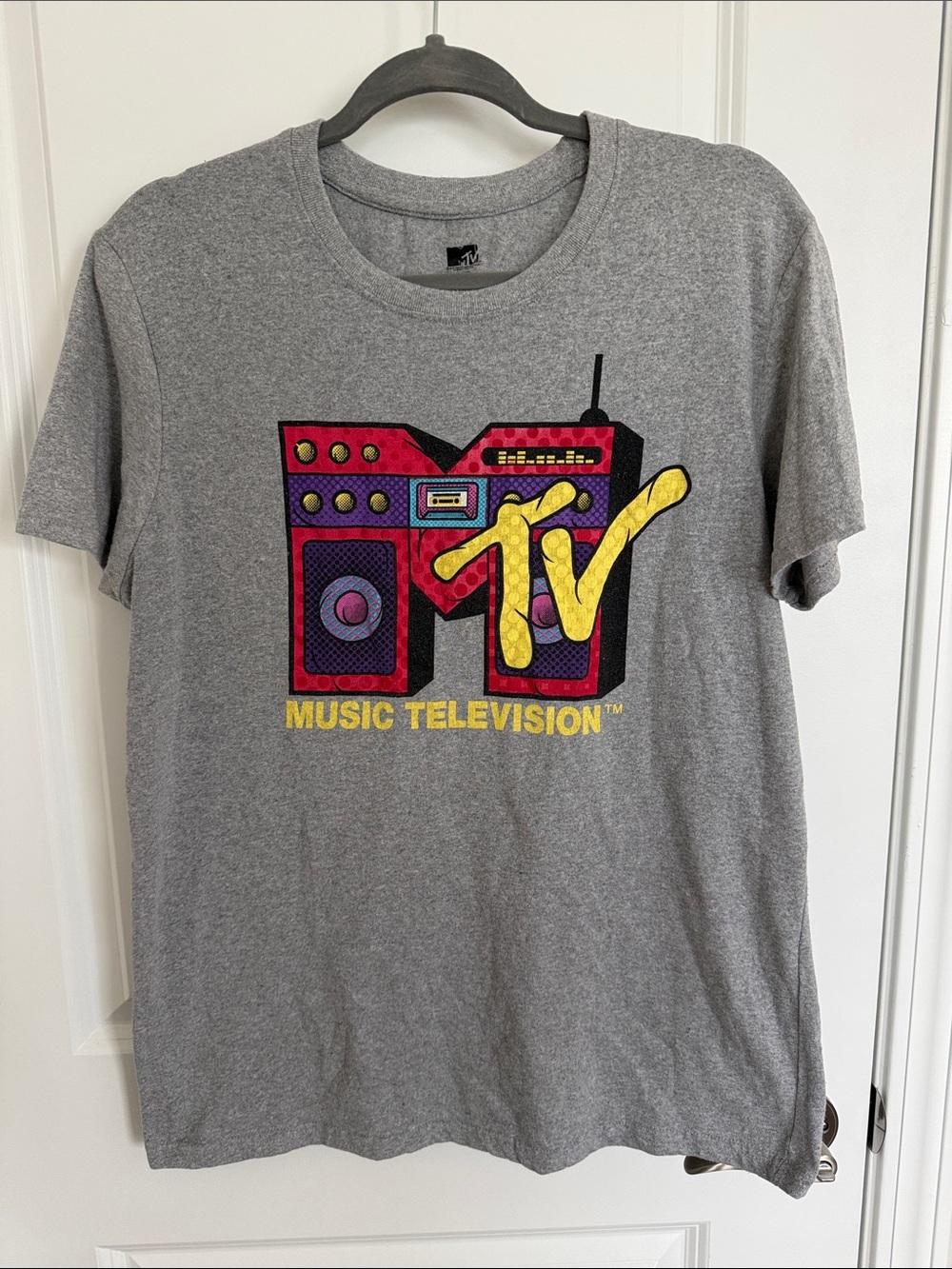 Y2k Vintage MTV Gray Tee with Yellow & Magenta Logo